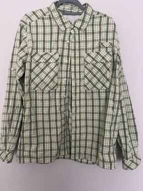 Exofficio Shirt Green Plaid Long Sleeve Button Lightweight Pocket Vented Sz M